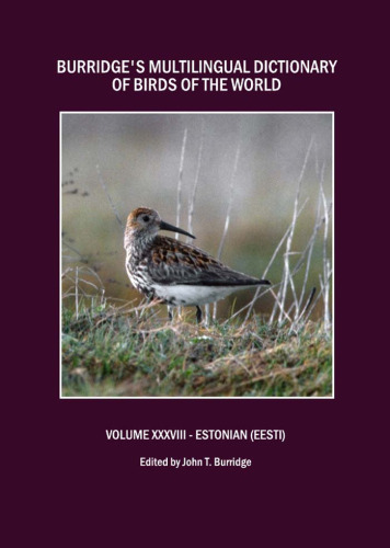 Burridges Multilingual Dictionary of Birds of the World: Volume XXXVIII Estonian