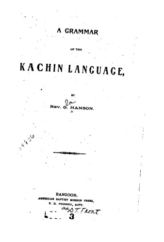 A grammar of the Kachin language