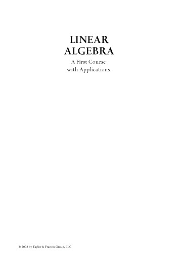 Linear Algebra: A First Course with Applications