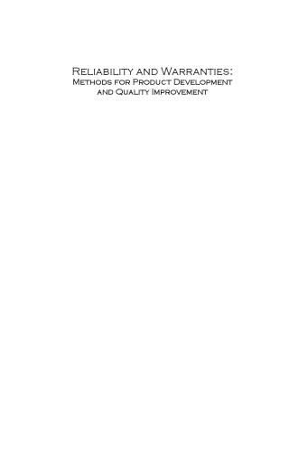 Reliability and Warranties: Methods for Product Development and Quality Improvement