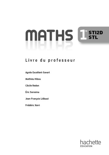 Mathématiques 1res STI2D/STL - Livre professeur - Ed.2011