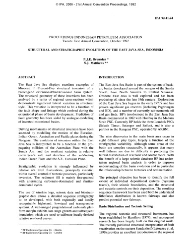 STRUCTURAL AND STRATIGRAPHIC EVOLUTION OF THE EAST JAVA SEA, INDONESIA