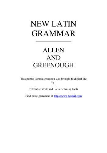 Allen and Greenough's New Latin Grammar