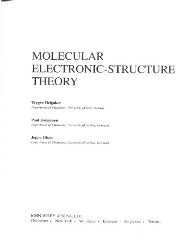 Molecular Electronic-Structure Theory