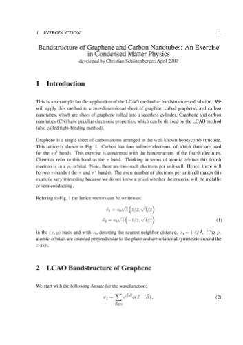 Bandstructure of Graphene and Carbon Nanotubes: An Exercise in Condensed Matter Physics