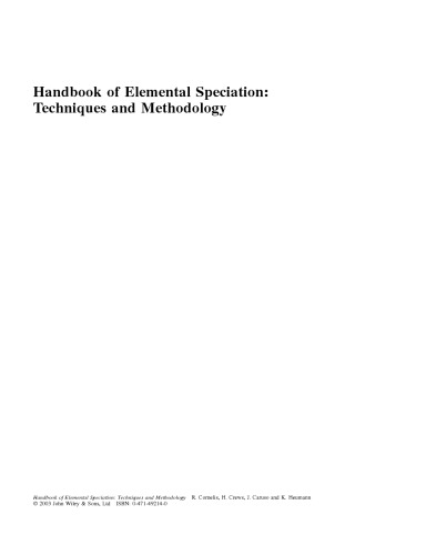 Handbook of Elemental Speciation I: Techniques and Methodology