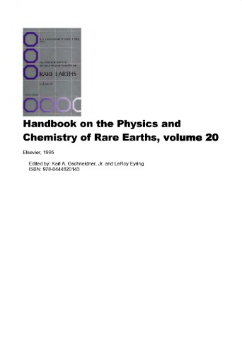 Handbook on the Physics and Chemistry of Rare Earths. vol.20