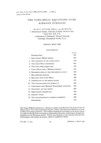 The Yang-Mills Equations Over Riemann Surfaces