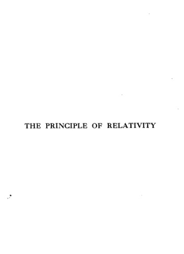 The principle of relativity;: A collection of original memoirs on the special and general theory of relativity, 