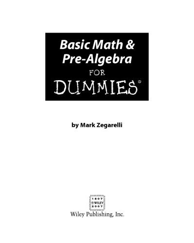 Basic Math and Pre-Algebra For Dummies