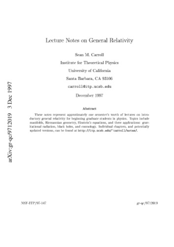 Lecture Notes on General Relativity