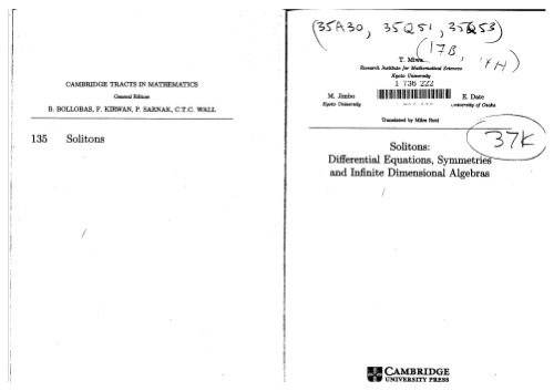 Solitons: differential equations, symmetries, and infinite dimensional algebras