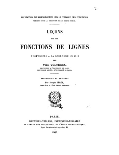 Lecons sur les fonctions de lignes