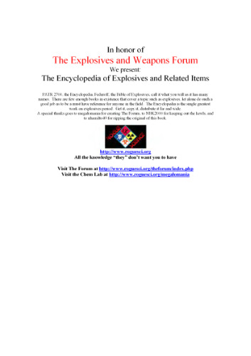 The Encyclopedia of Explosives and Related Items exri