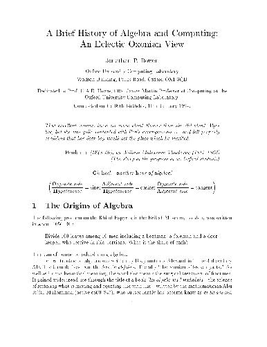 A Brief History Of Algebra And Computing [jnl article]