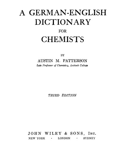 German - English dictionary for Chemists