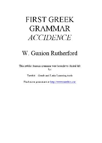 First greek grammar Accidence Macmillan
