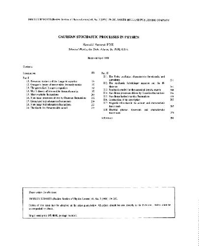 Gaussian stochastic processes in physics