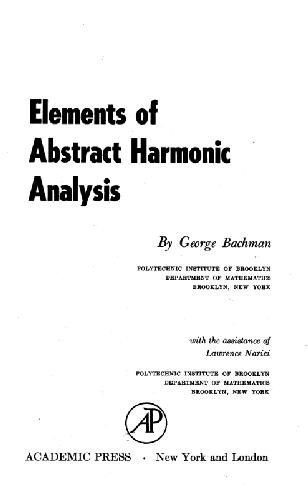 elements of abstract harmonic analysis