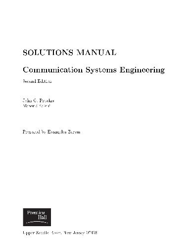 Communication Systems Engineering - Solutions Manual