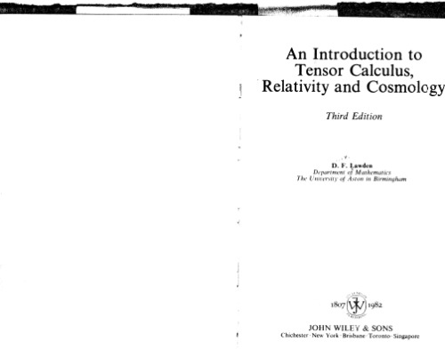 Introduction to tensor calculus, relativity and cosmology