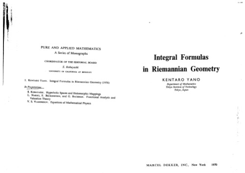 Integral Formulas in Riemannian Geometry