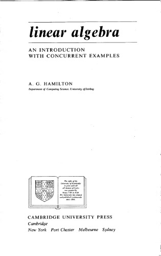 Linear Algebra: An Introduction with Concurrent Examples