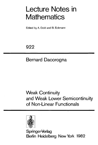 Weak Continuity and Lower Semicontinuity of Non-Linear Functionals