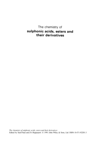 The chemistry of sulphonik acids, esters and their derivatives