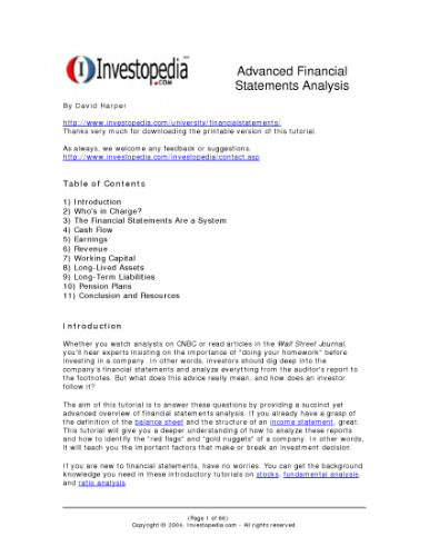 Advanced Financial Statements Analysis