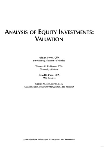 Analysis of equity investments Valuation-Stowe