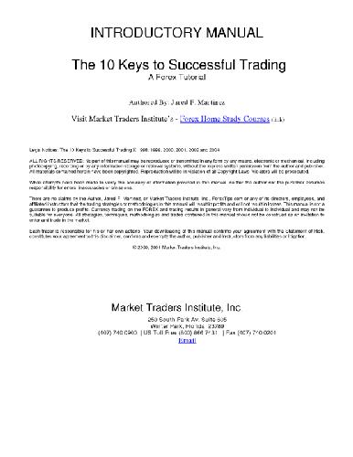 Forex Manual - 10 Keys To Successful Trading