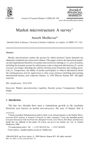 Market Microstructure-A Survey