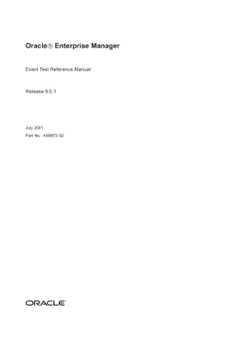 Oracle Enterprise Manager Event Test Reference Manual (Part No A89872-02) (Release 9 0 1) (2001)