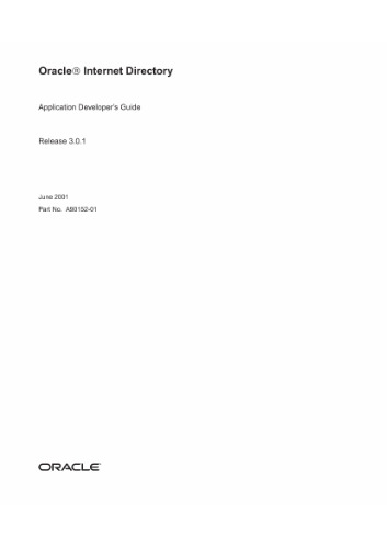 Oracle Internet Directory Application Developer's Guide (Part No A90152-01) (Release 9 0 1)