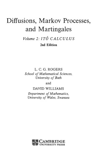 Diffusion, Markov processes and martingales. Ito calculus