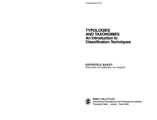 Typologies and Taxonomies: An Introduction to Classification Techniques