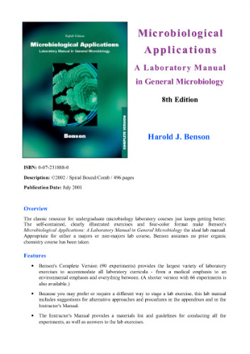 Microbiological Applications: A Laboratory Manual in General Microbiology, Complete Version