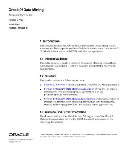 Oracle9i Data Mining