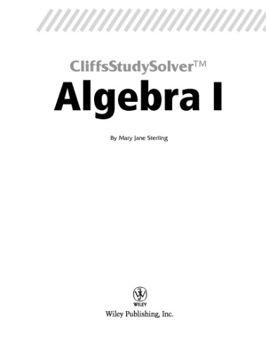 Algebra I (Cliffs Study Solver)