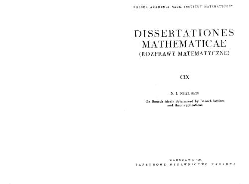 On Banach ideals determined by Banach lattices and their applications. Dissertationes Math. 109