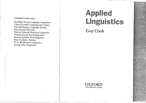 Applied Linguistics (Oxford Introduction to Language Study Series)