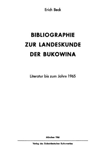 Bibliographie zur Landeskunde der Bukowina