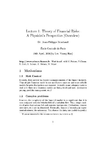 Theory of financial risk: a physicist's perspective