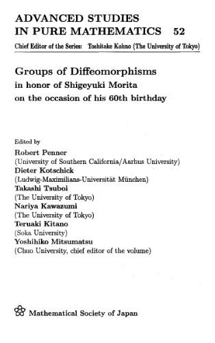 Groups of Diffeomorphisms: In Honor of Shigeyuki Morita on the Occasion of His 60th Birthday 