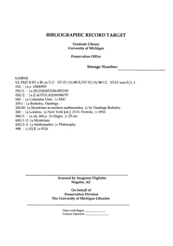 Mysticism in modern mathematics, by Hastings Berkeley.