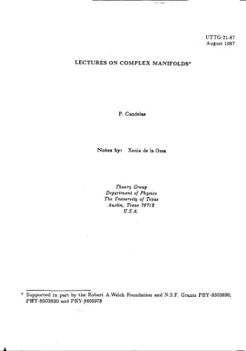 Lectures on complex manifolds