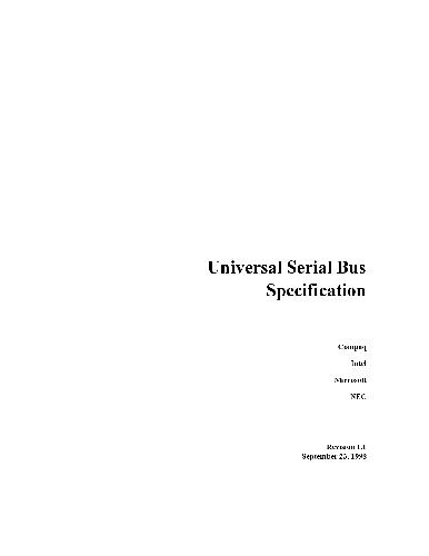 UNIVERSAL SERIAL BUS SPECIFICATION