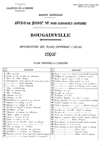 Чертежи кораблей французского флота BOUGAINVILLE 1931