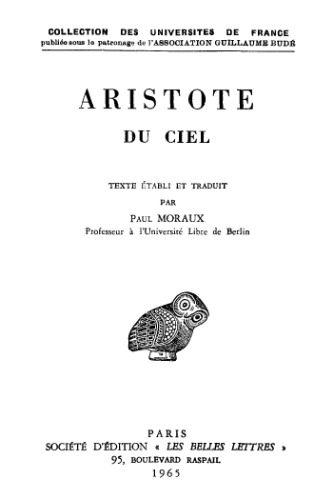 Aristote. Du ciel